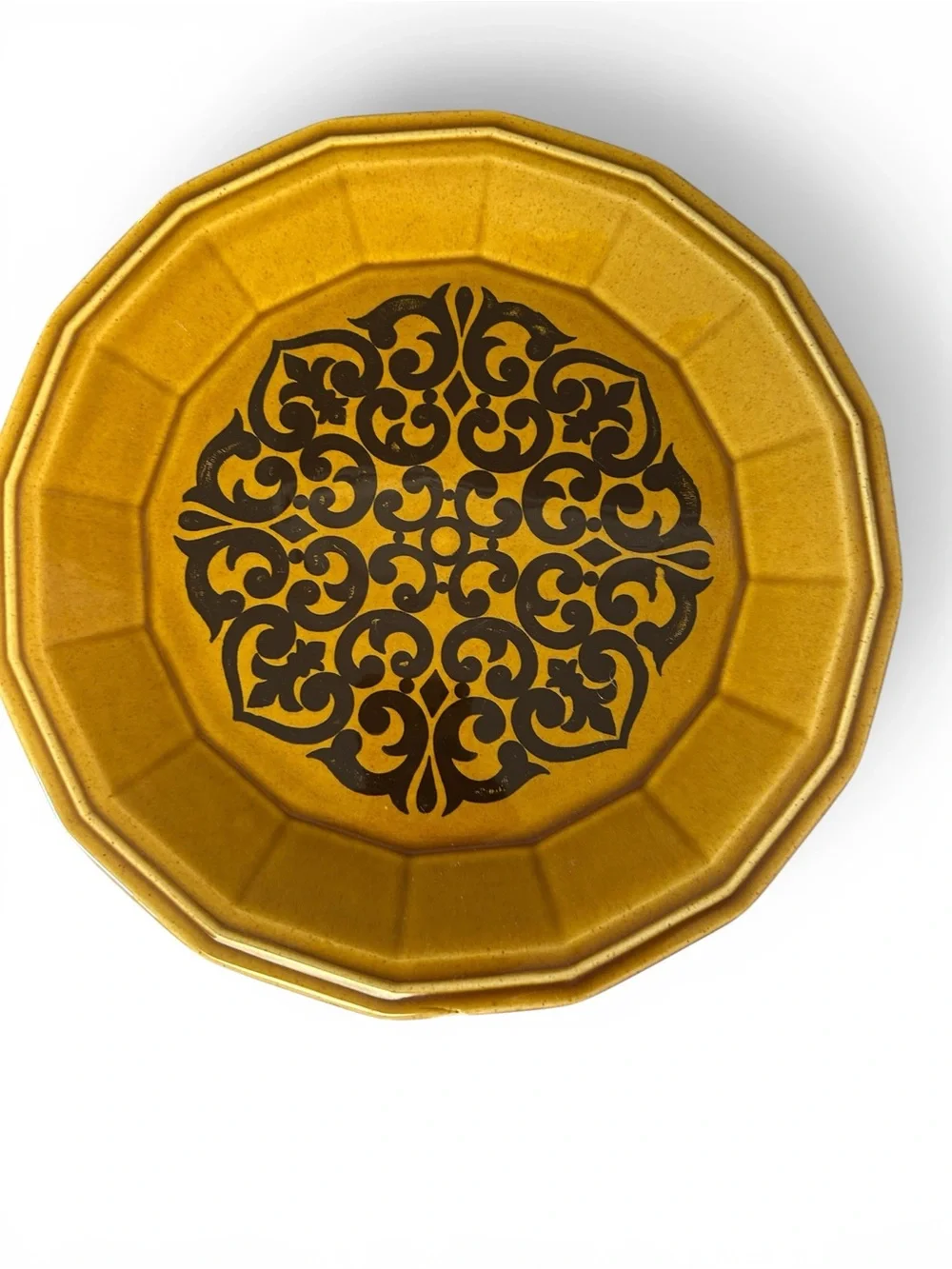VTG MCM Homer Laughlin Milano Gold 12” Chop Plate Serving Platters - Pair of 2